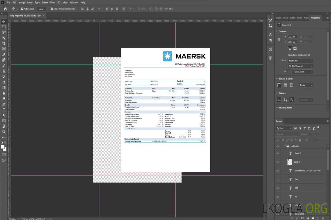 Talon de paie de la compagnie maritime USA Maesk template Talon de paie de la compagnie maritime USA Maesk template